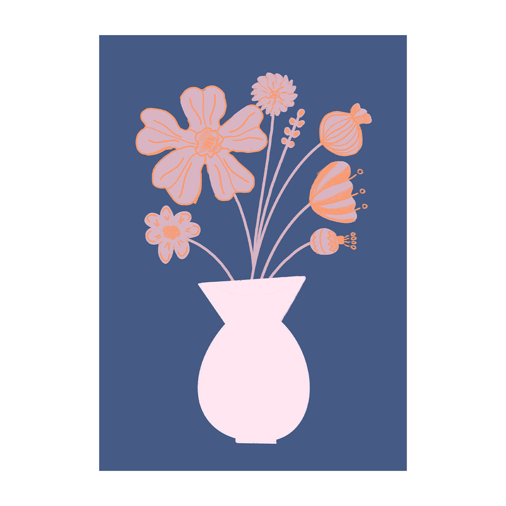 Vase With Flowers - Minimalist Floral Poster