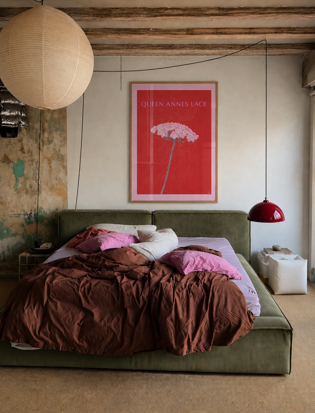 DAE's poster displayed  in bedroom interior