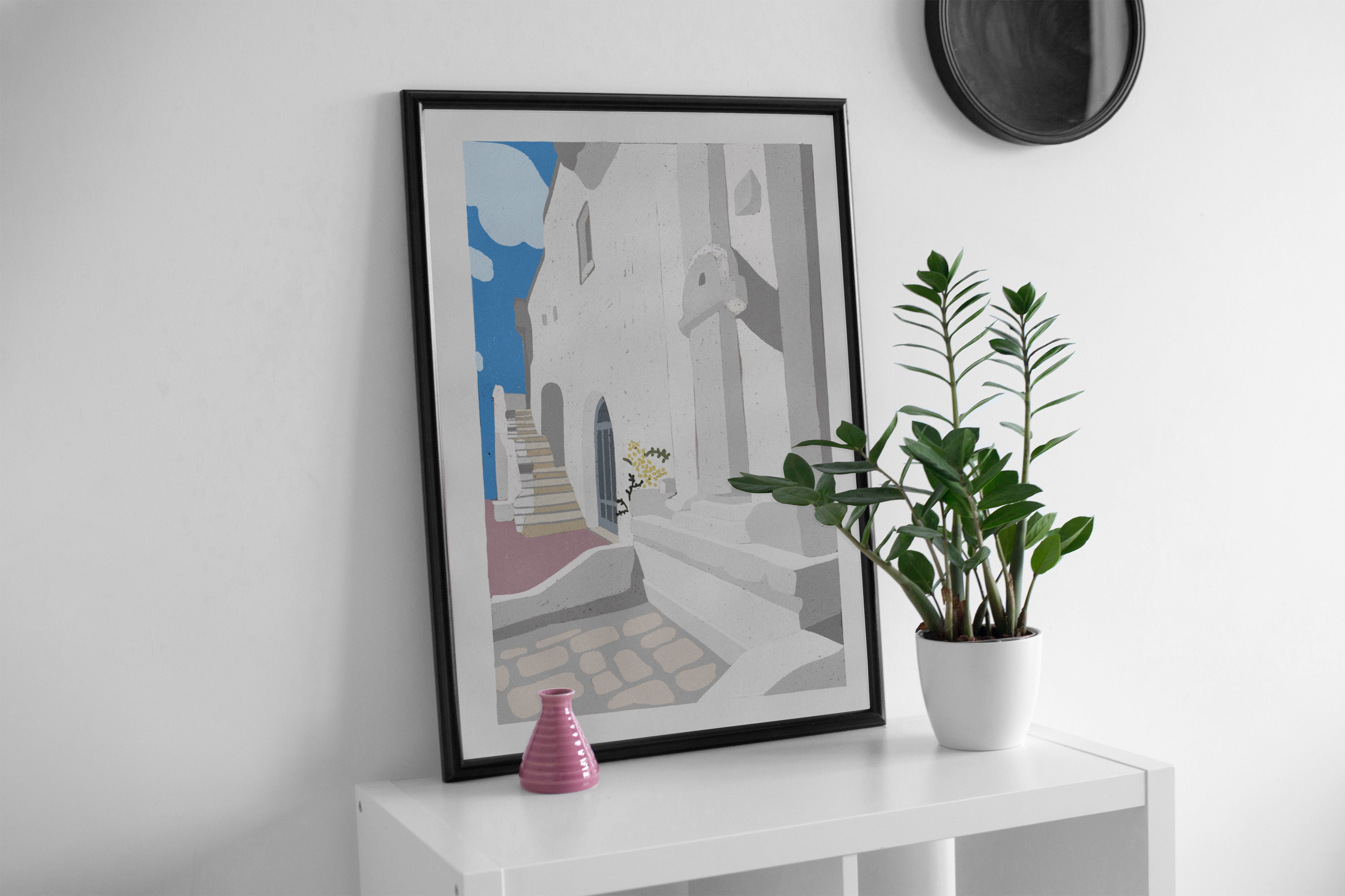 Minimalist Architecture poster styled with plant - modern home decor.