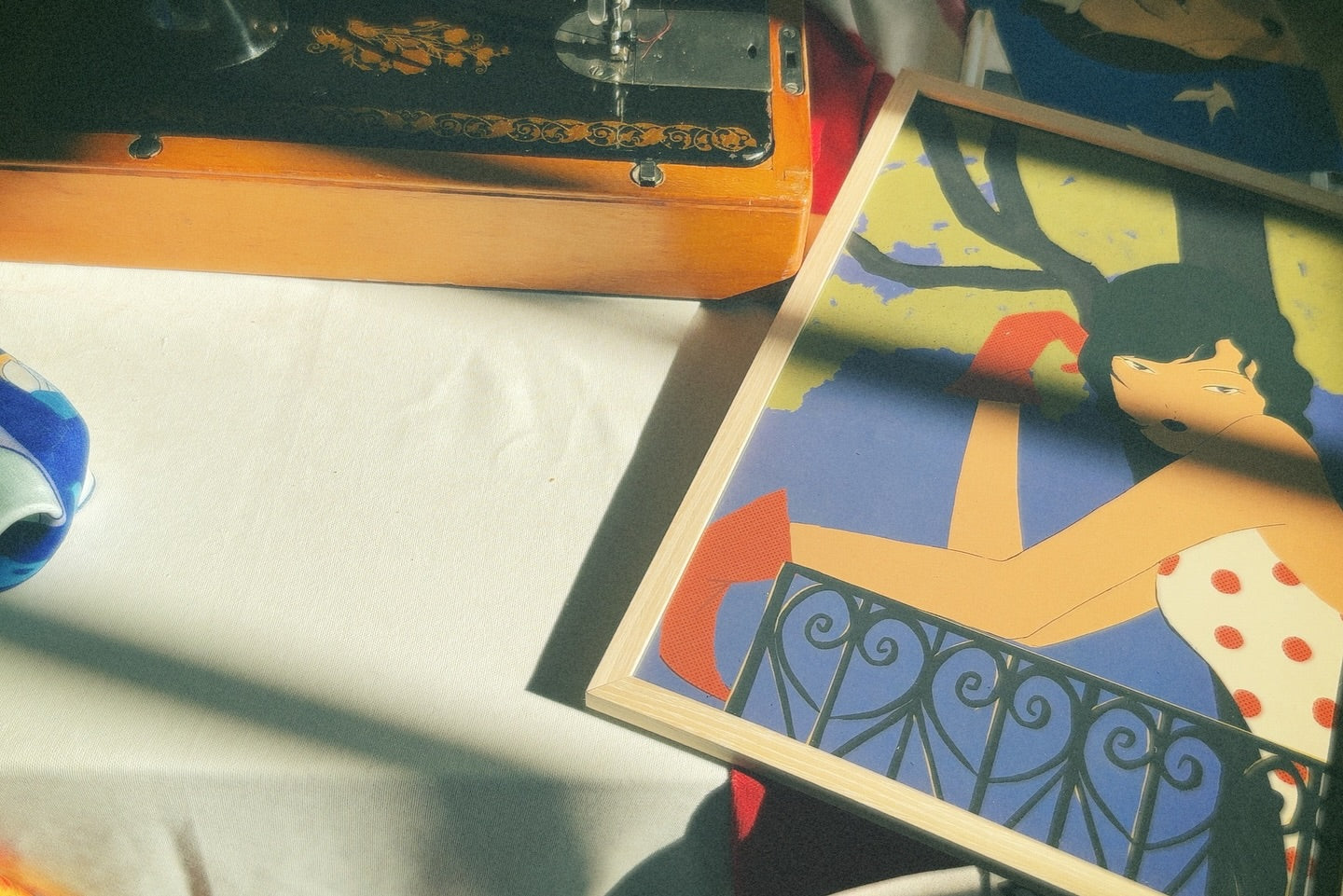 details of poster "balcony" which is laying on the table