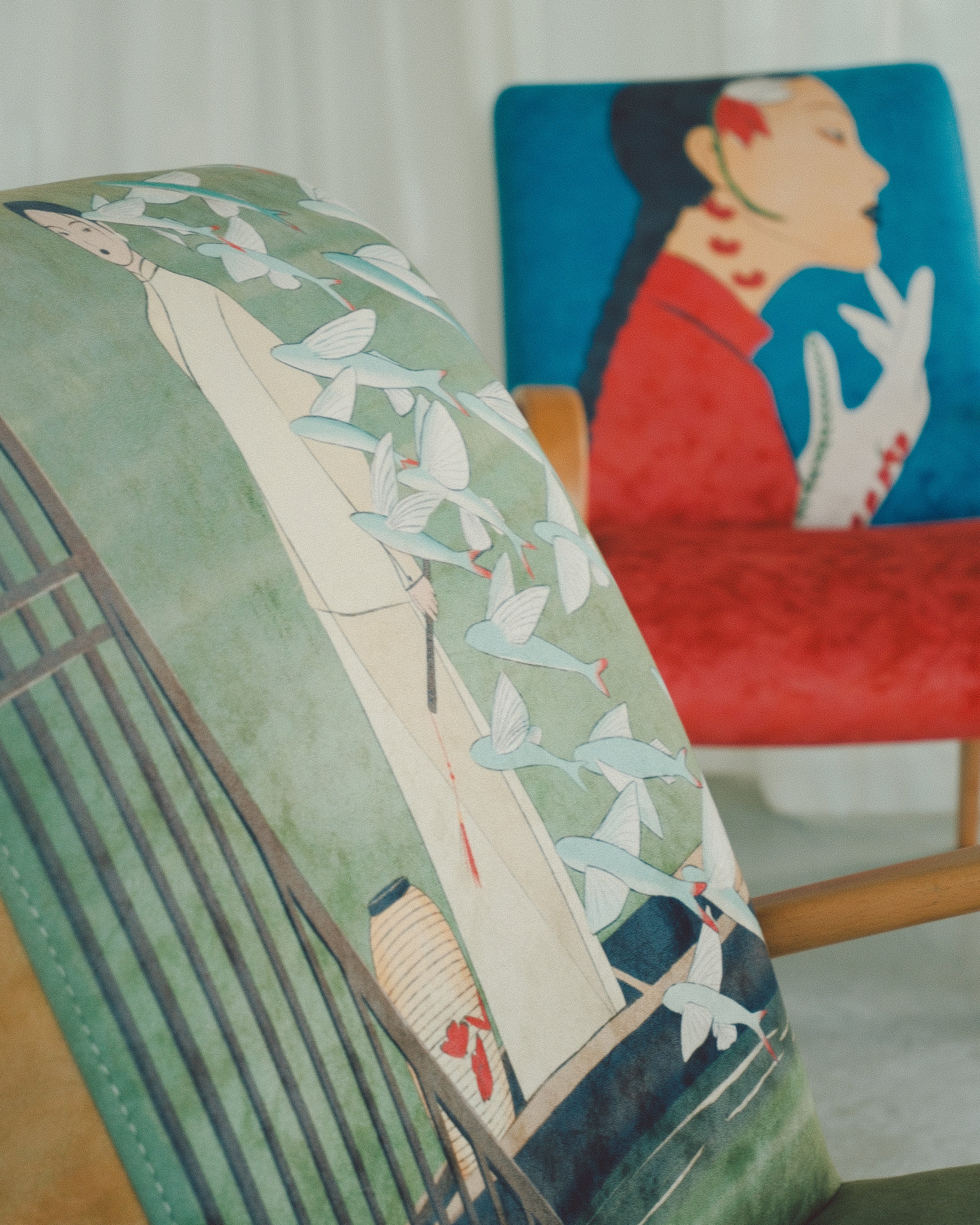 details of illustration on armchair