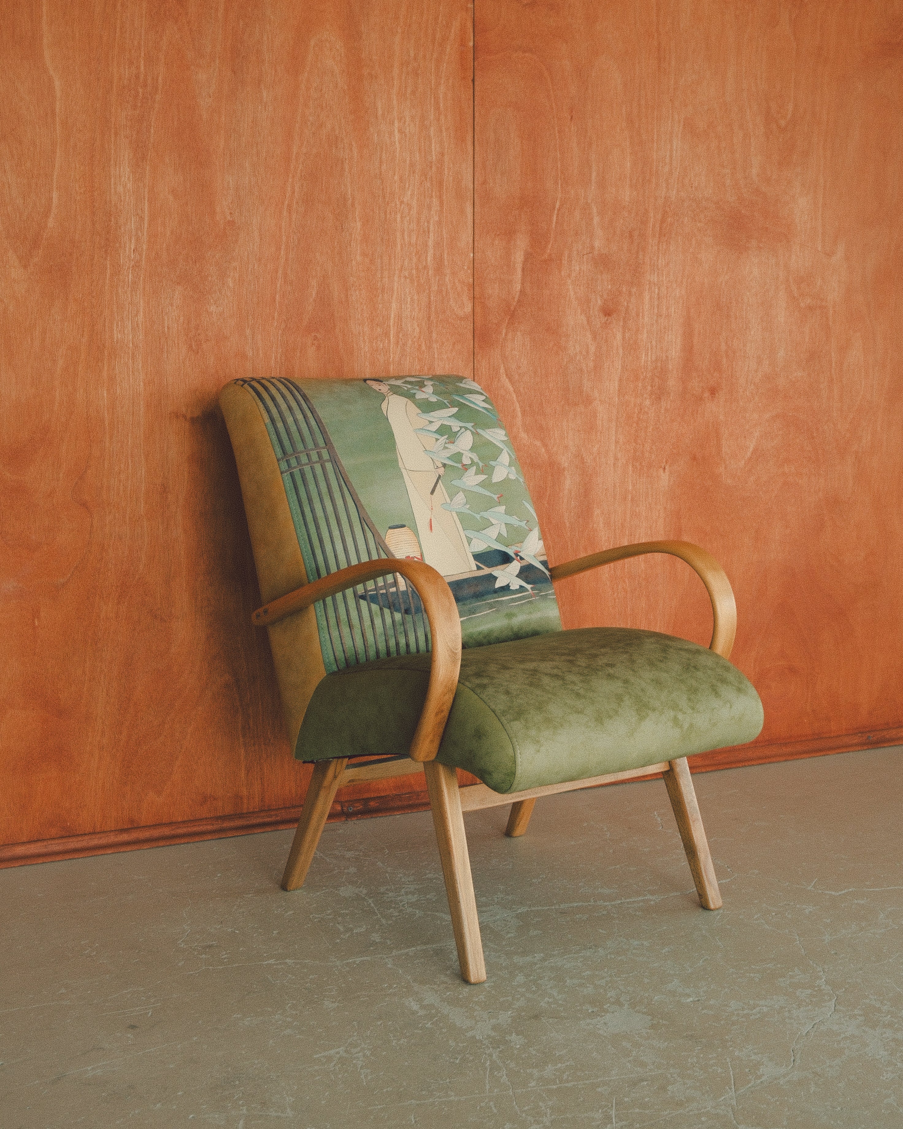 armchair by DAE in studio, background - wood