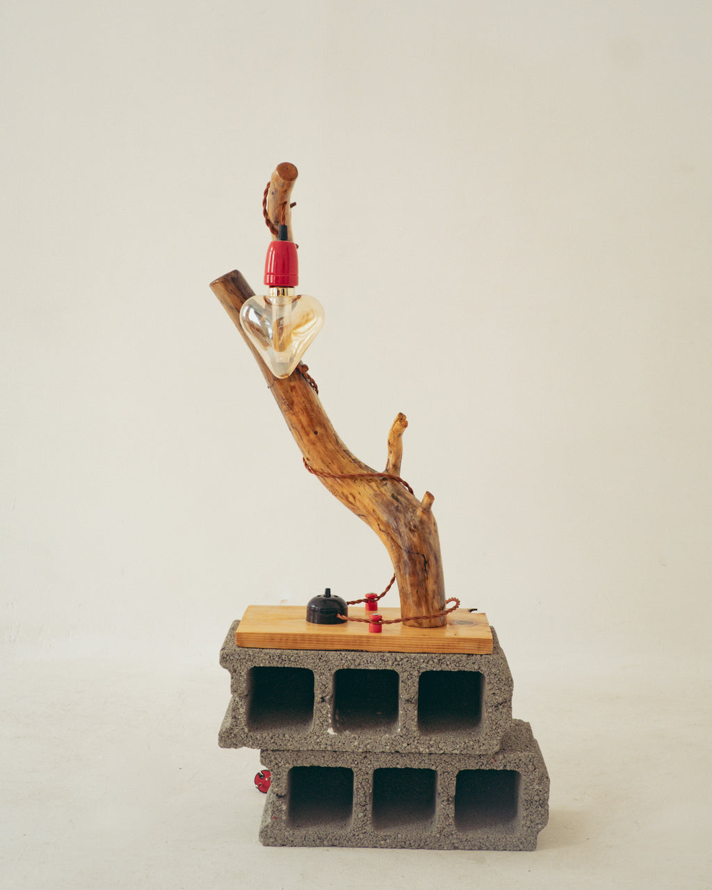 handmade wooden lamp by DAE in studio