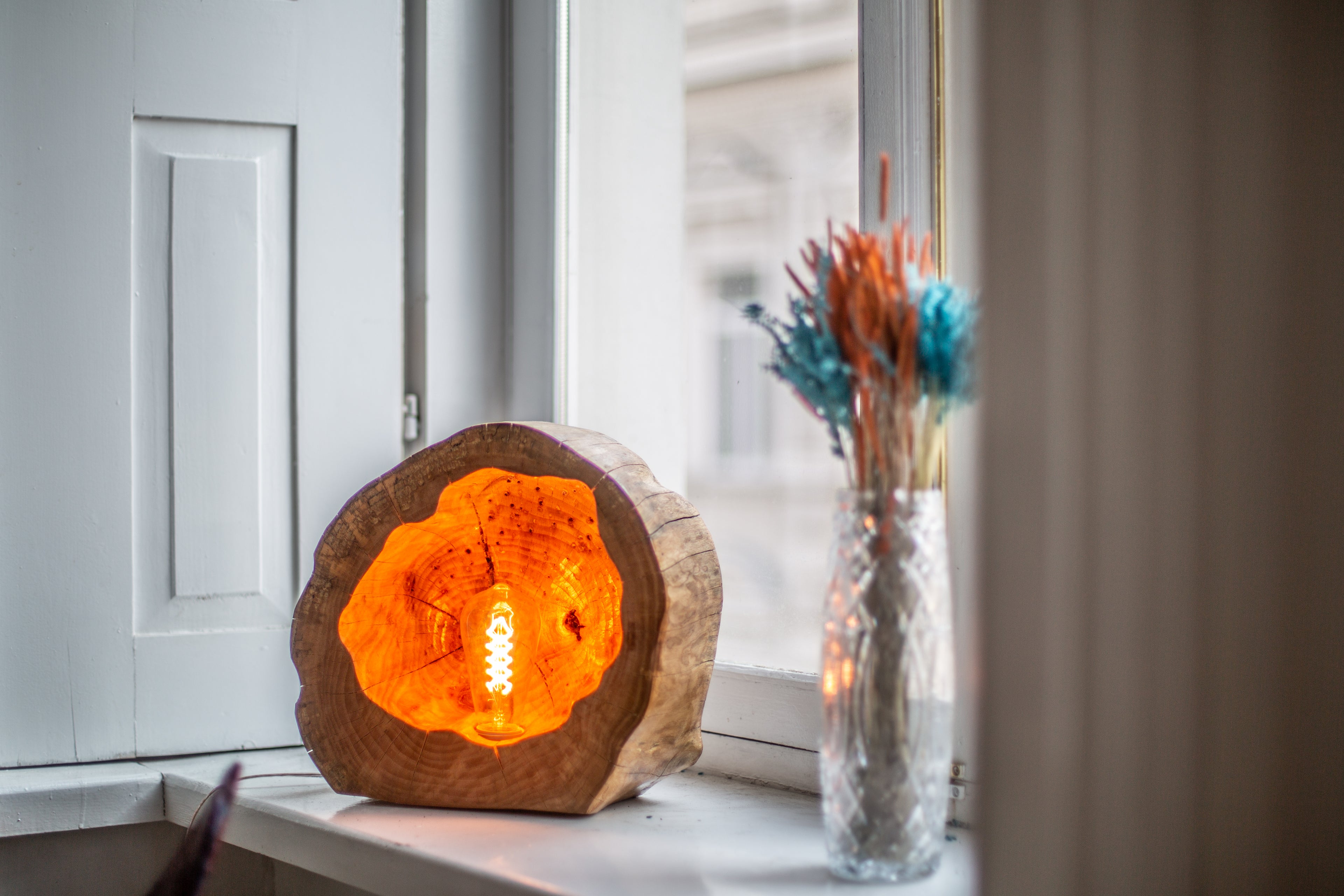 Handmade lamp by DAE on the window