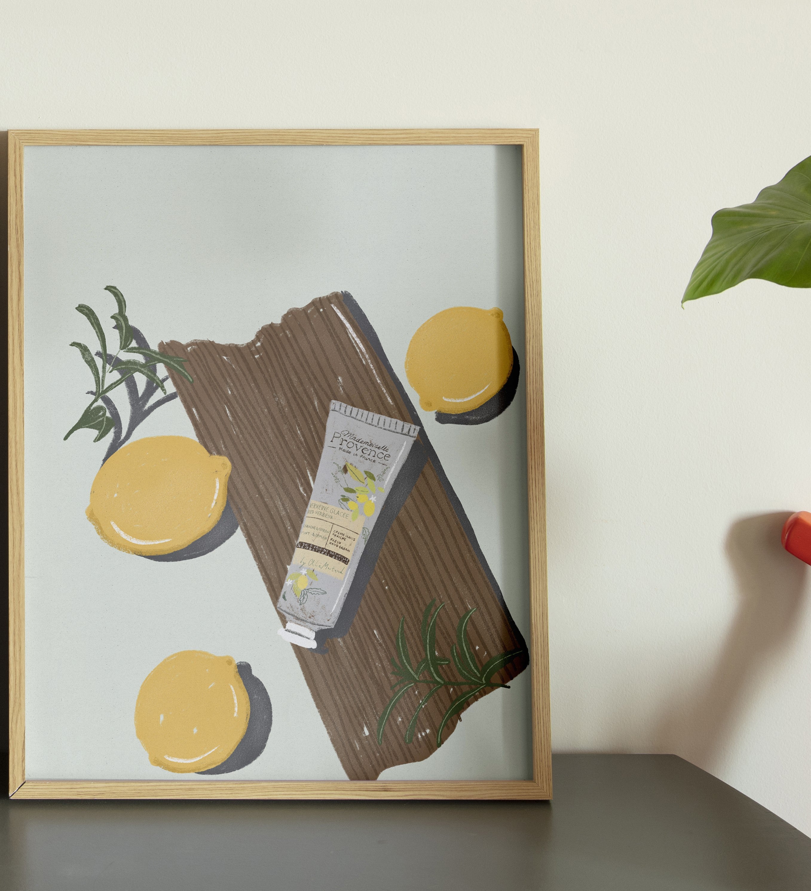 Pastel Lemons art poster close-up - soft lemon wall art in pastel colors.