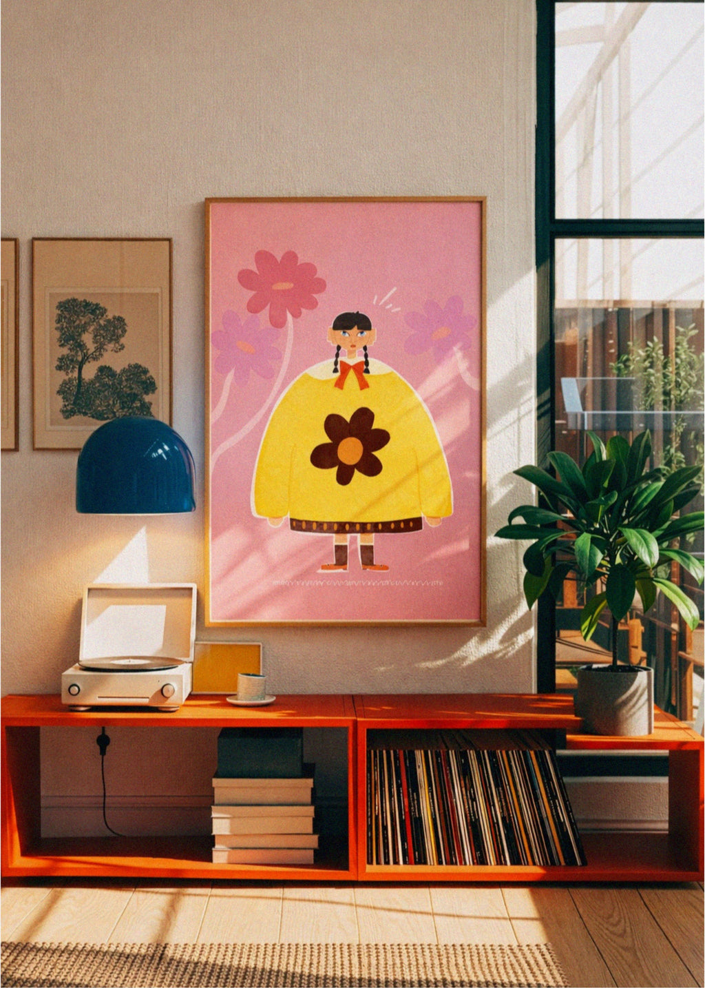 flower poster in interior, by DAE