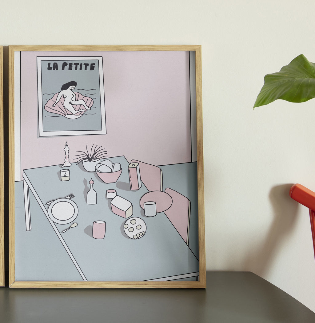 პოსტერი "რბილი ვარდისფერი ინტერიერი"