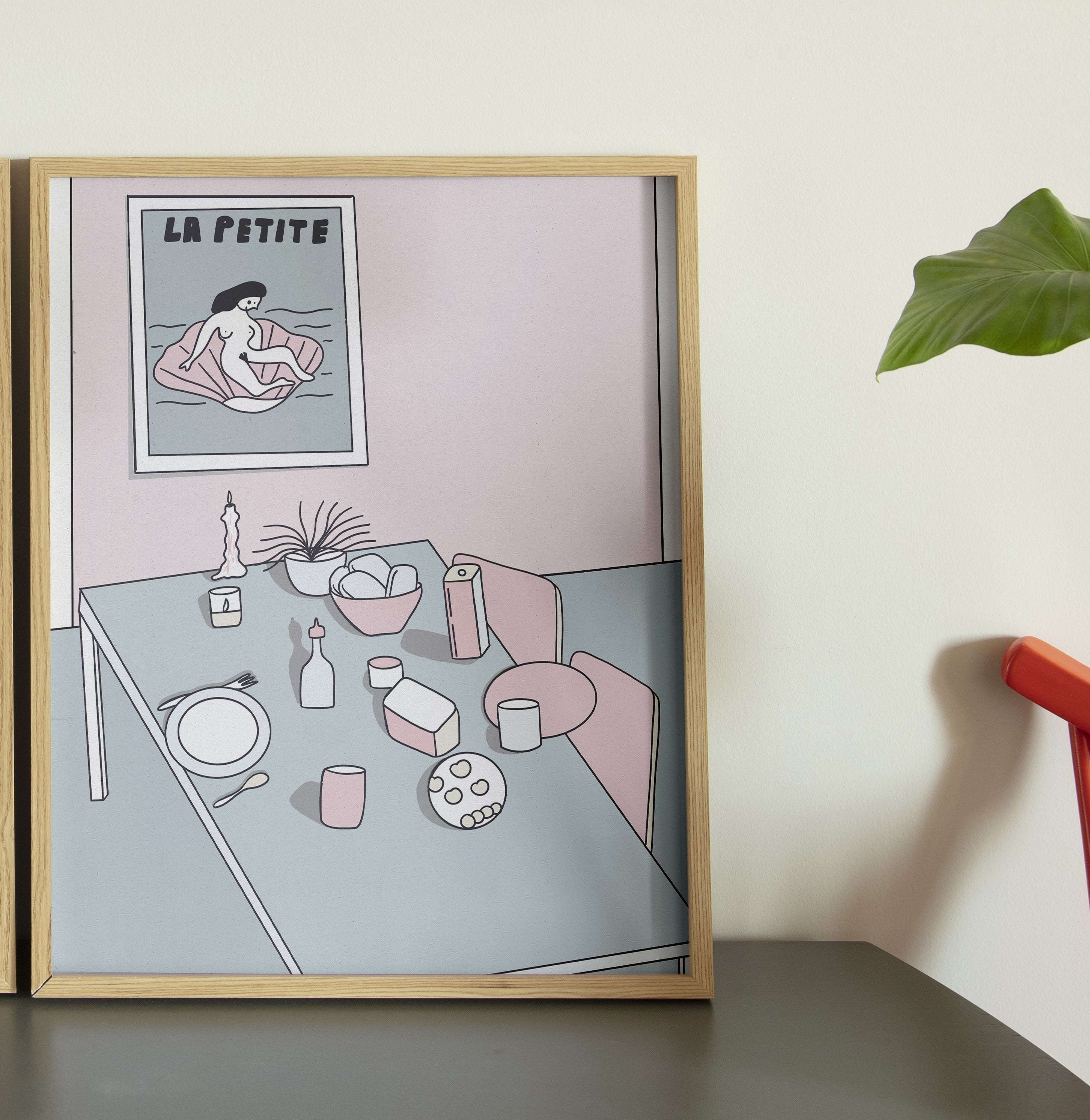 პოსტერი "რბილი ვარდისფერი ინტერიერი"