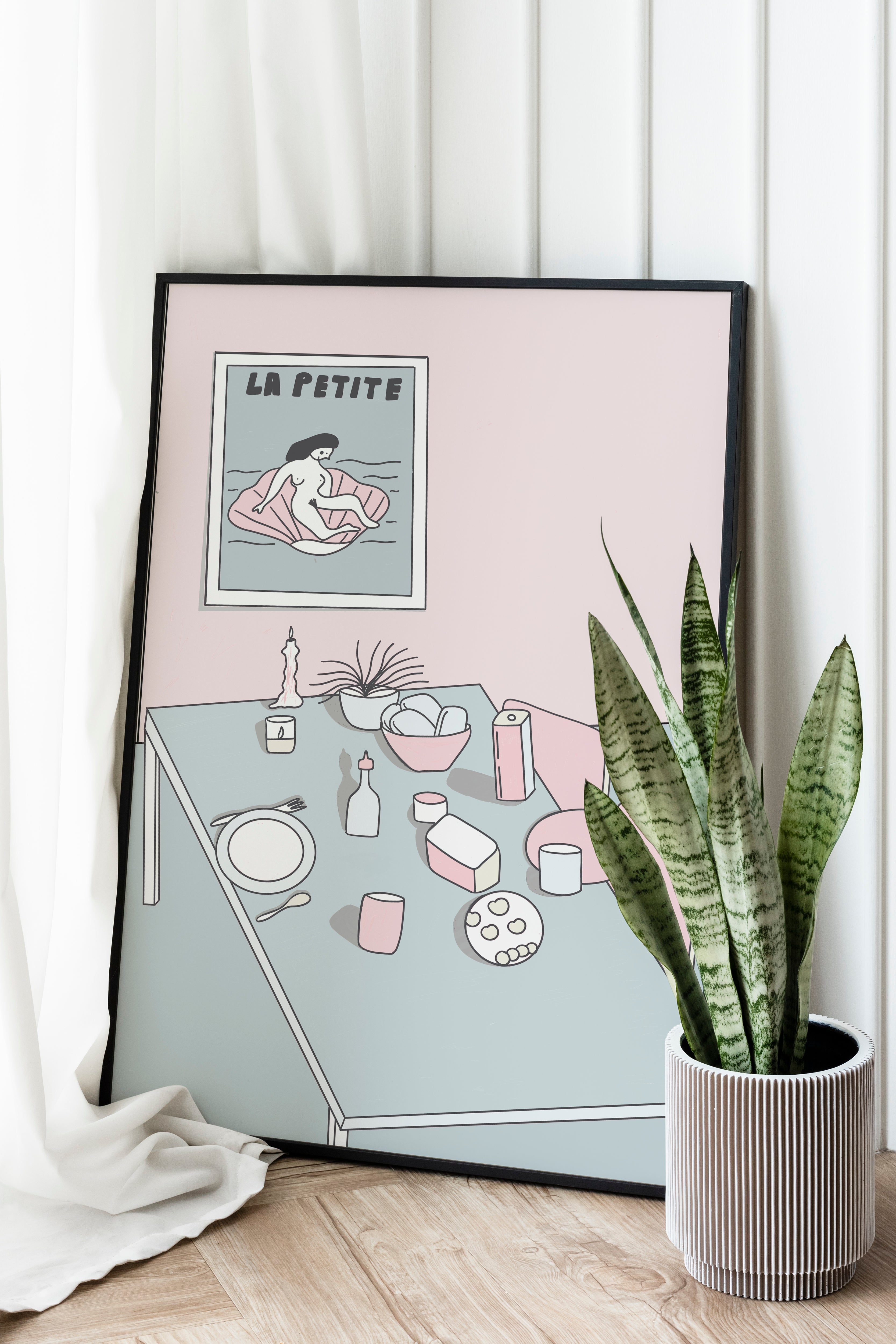 Close-up of Soft Pink Interior art poster - soft home decor.