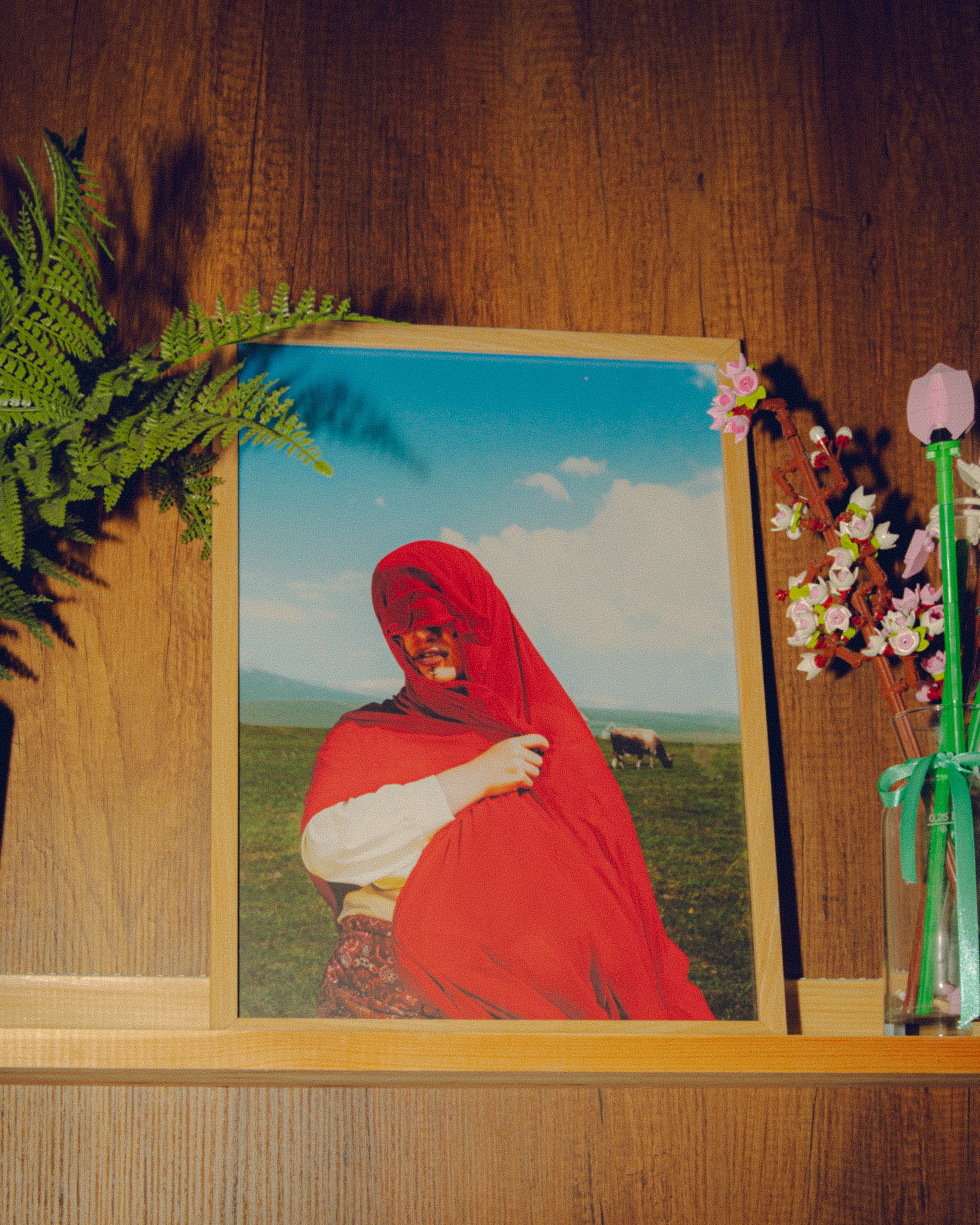 framed poster in wooden interior