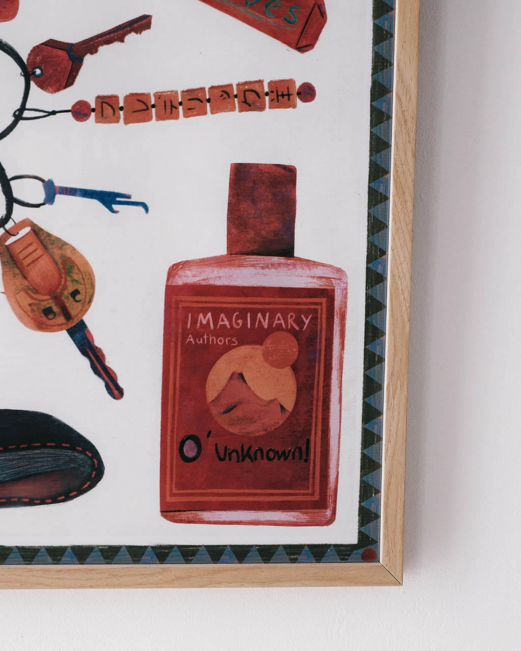 Close-up of “What’s in My Bag” illustration featuring everyday objects and bold colors