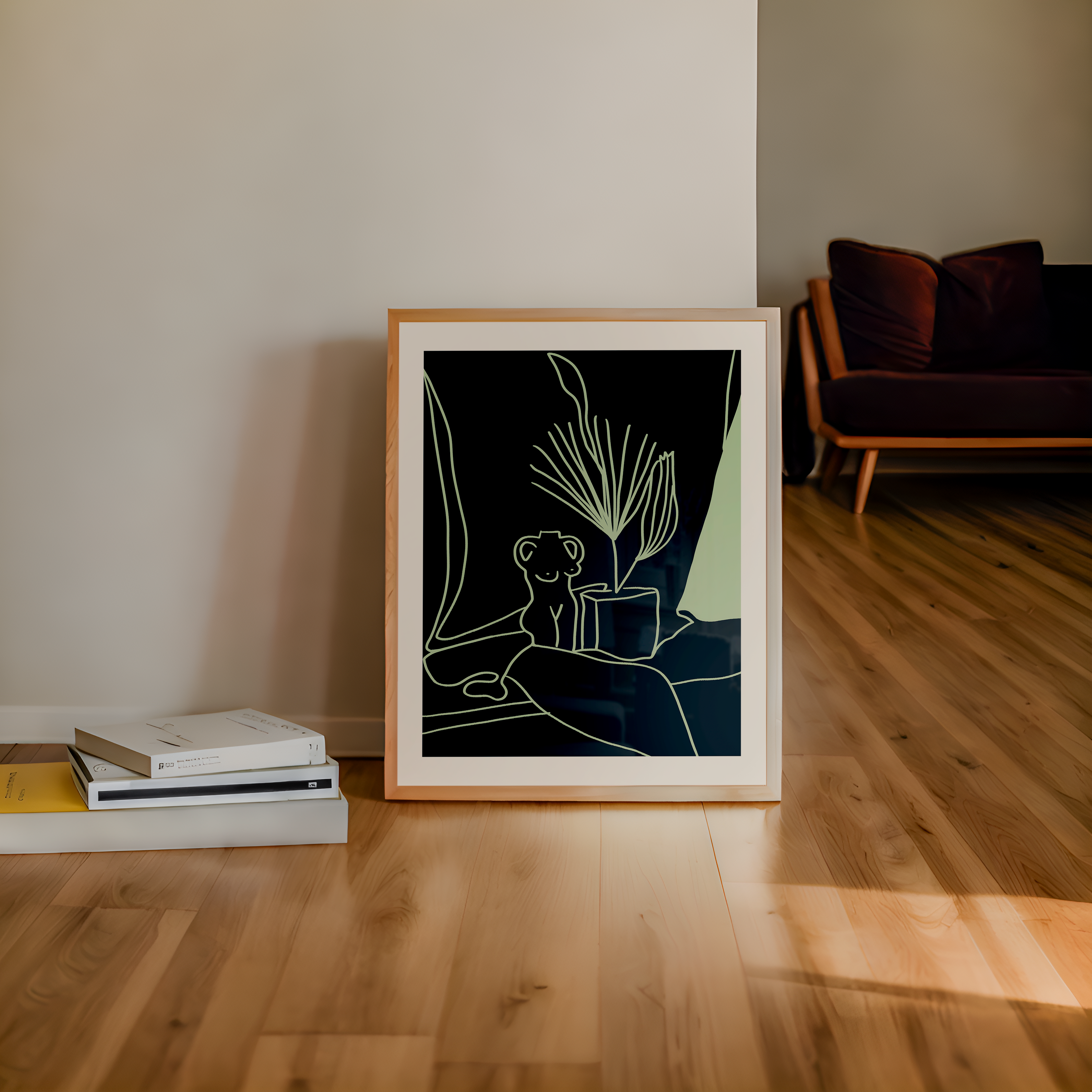 Soft Silhouette poster by Oliko Tkebuchava framed and displayed in interior